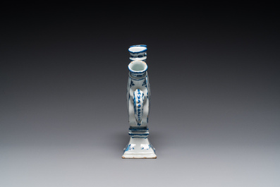 A blue and white Dutch Delft tulip vase with fine floral design, 18th C.