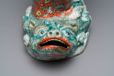 A Chinese famille rose 'Liu Hai on the toad' group, 19th C.