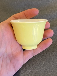A Chinese monochrome yellow-glazed cup, Guangxu mark, 20th C.