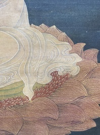 Chinese school: 'Bodhisattva', ink and colour on silk, Qing