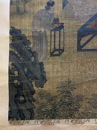 Chinese school: 'Elegant musical gathering', ink and colour on silk, probably Ming