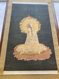 Chinese school: 'Bodhisattva', ink and colour on silk, Qing