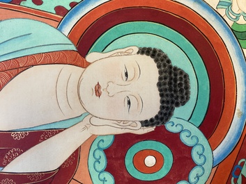 Navolger van Zhang Daqian 張大千 (1898-1983): 'Nirvana', inkt en kleur op papier