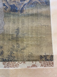 Chinese school: 'Elegant musical gathering', ink and colour on silk, probably Ming