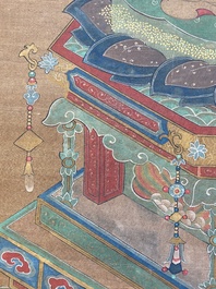 Chinese school: 'Bhaishajyaguru' or 'Medicine Buddha', ink and colour on silk, probably 19th C.