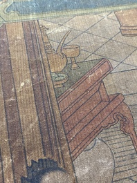 Ecole chinoise: 'Savants dans le pavillon', encre et couleurs sur soie, probablement Ming