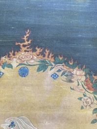 Chinese school: 'Bodhisattva', ink and colour on silk, Qing