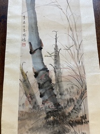 Suiveur de Xu Beihong 徐悲鴻 (1895-1953): 'Bambous&rsquo;, encre et couleurs sur papier, dat&eacute; 1931