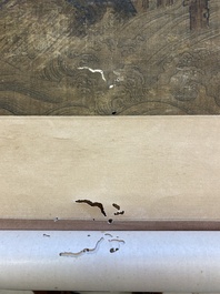 Ecole chinoise: 'Savants dans le pavillon', encre et couleurs sur soie, probablement Ming