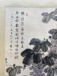 Qi Gong 啟功 (1912-2005): 'Druiven', inkt en kleur op papier