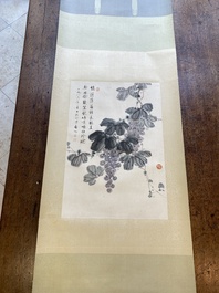 Qi Gong 啟功 (1912-2005): 'Druiven', inkt en kleur op papier