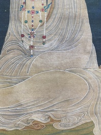 Chinese school: 'Bodhisattva', ink and colour on silk, Qing