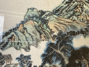 Zhou Huimin 周懷民 (1906-1996): 'Mountainous landscape with pines', ink and colour on paper