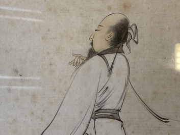 Suiveur de Zhang Daqian 張大千 (1898-1983): Lettr&eacute;s et calligraphie, encre et couleurs sur papier