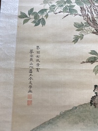 Qiu Jin 秋瑾 (1875-1907): &lsquo;Peonies&rsquo;, ink and colour on silk