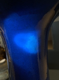 A Chinese monochrome powder-blue 'yenyen' vase, Kangxi