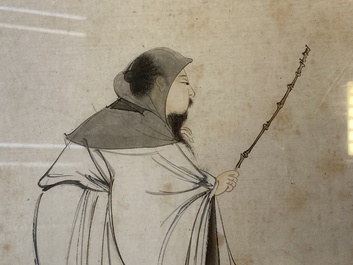 Suiveur de Zhang Daqian 張大千 (1898-1983): Lettr&eacute;s et calligraphie, encre et couleurs sur papier