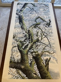 Tao Lengyue 陶冷月 (1895-1985): 'Plum tree under the moonlight night', ink and colour on paper