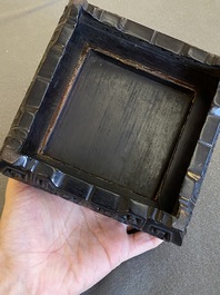 A Chinese monochrome blue Qianlong seal with a Buddhist lion, 19/20th C.