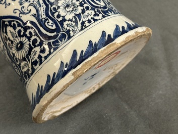 A fine Dutch Delft blue and white five-piece garniture, 1st quarter 18th C.