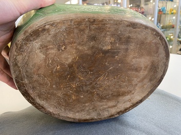 A Chinese sancai 'mandarin ducks' pillow, possibly Dangyangyu kilns, Henan, Song or later