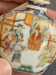 Two Chinese famille rose snuff bottles, Qianlong and Jiaqing mark, 19th C.