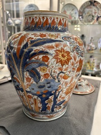 A Chinese blue and white Dutch-decorated 'Amsterdams Bont' vase and cover, Kangxi
