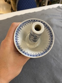 A Chinese blue and white 'Bleu de Hue' candlestick for the Vietnamese market, 18/19th C.