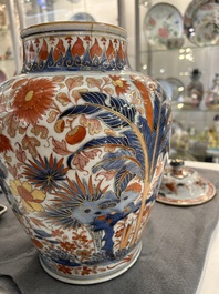 A Chinese blue and white Dutch-decorated 'Amsterdams Bont' vase and cover, Kangxi