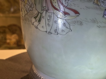 A Chinese famille rose rouleau vase, Qianlong mark, Republic