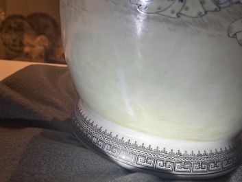 A Chinese famille rose rouleau vase, Qianlong mark, Republic