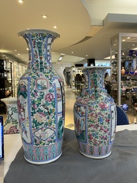 Two Chinese famille rose 'court scene' vases, 19th C.
