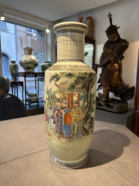 A Chinese famille rose rouleau vase, Qianlong mark, Republic
