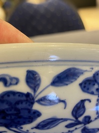 A Chinese blue and white 'lotus scroll' dish, Qianlong