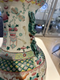 Three Chinese famille rose 'antiquities' vases, 19th C.