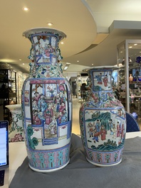 Two Chinese famille rose 'court scene' vases, 19th C.