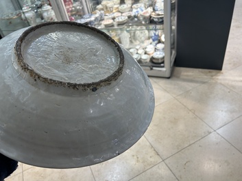 A Chinese polychrome Swatow 'split pagoda' dish for the Islamic market, Ming