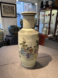 A Chinese famille rose rouleau vase, Qianlong mark, Republic