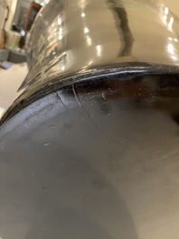 A very large Chinese Fuzhou or Foochow lacquer vase on stand, ca. 1950