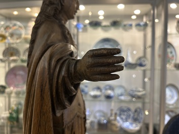 Grande Sainte-Ursule et huit vierges en ch&ecirc;ne sculpt&eacute;, Flandres, probablement Malines, 16&egrave;me
