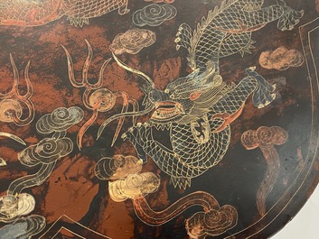 A large Chinese lacquer 'dragon' box and cover, 19/20th C.