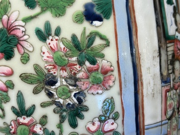 A pair of Chinese famille rose 'court scene' vases, 19th C.
