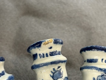 A blue and white Dutch Delft tulip vase with fine floral design, 18th C.