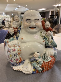 A Chinese famille rose Buddha, Zhu Mao Ji Zao 朱茂記造 mark, Republic
