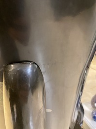 A very large Chinese Fuzhou or Foochow lacquer vase on stand, ca. 1950