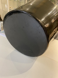 A very large Chinese Fuzhou or Foochow lacquer vase on stand, ca. 1950