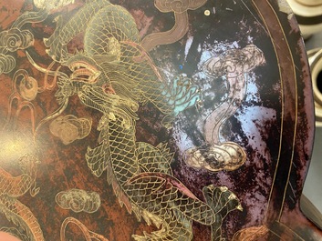A large Chinese lacquer 'dragon' box and cover, 19/20th C.