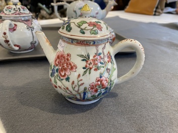 Five Chinese famille rose and Imari-style teapots and covers, Yongzheng/Qianlong