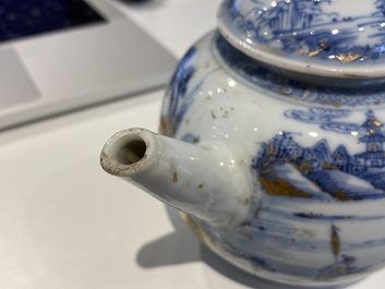 Six th&eacute;i&egrave;res en porcelaine de Chine en bleu et blanc, famille verte et de style Imari, Kangxi/Yongzheng