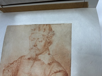 Cornelis Visscher II (1628-1658, attr. &agrave;): 'Portrait d'un roi', sanguine sur papier